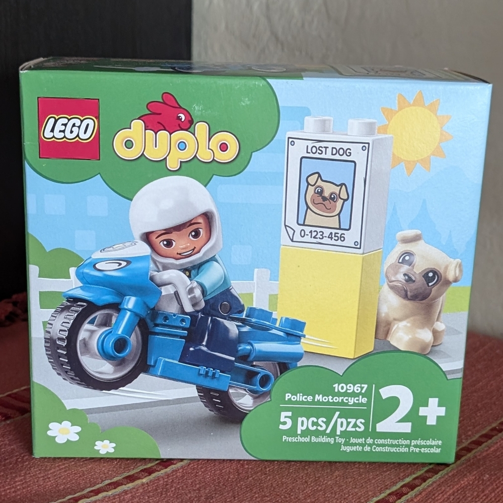 2x NEW LEGO Duplo 10967 Police Motorcycle & Lost Dog Sets Toddler Toys 2+